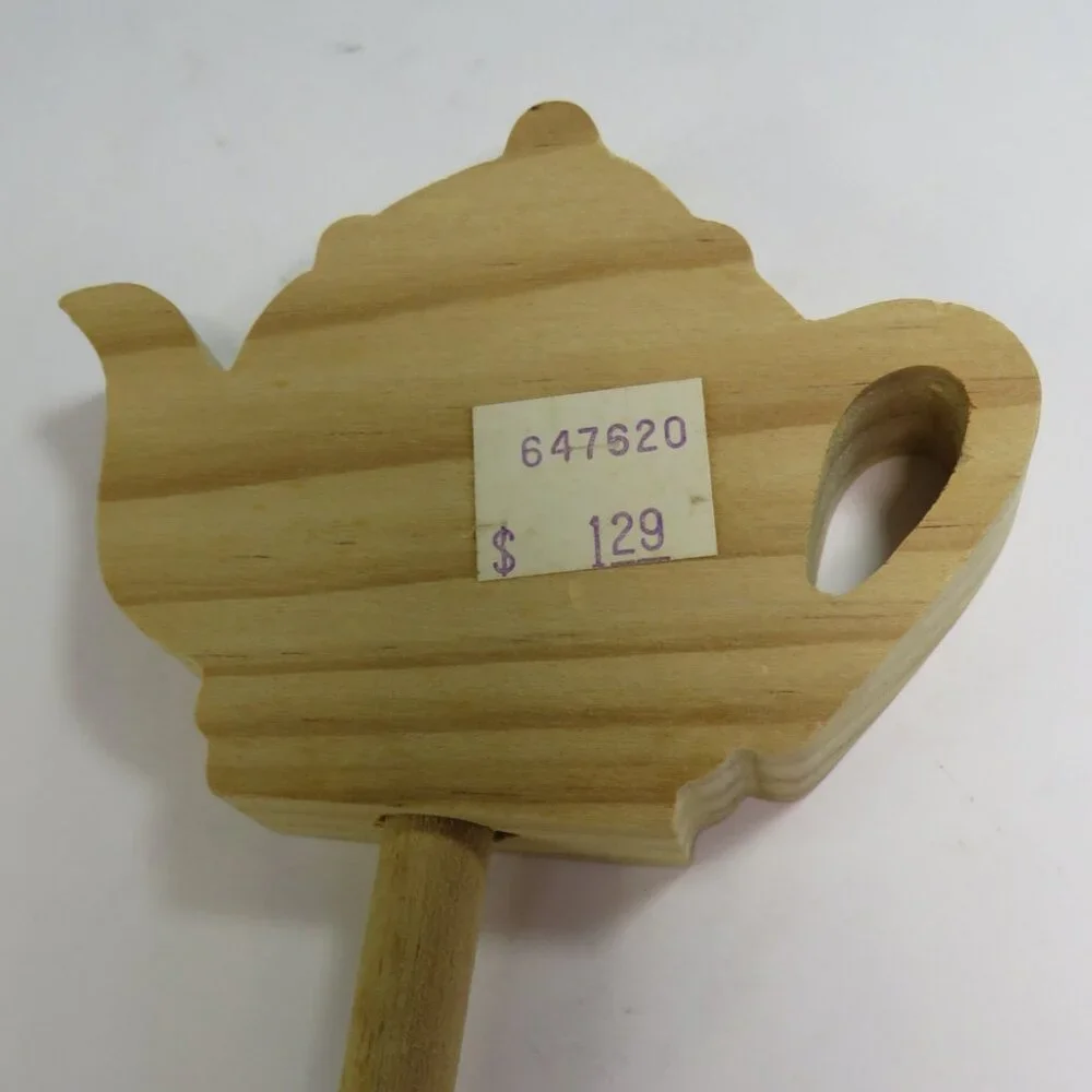 Tea Pot Wooden Spoon 1980s unfinished craft